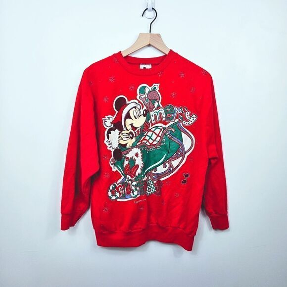 Vintage The Walt Disney Mickey Mouse Sweatshirt. Red L#023 - Picture 1 of 14